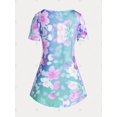 thumbnail image 2 of Camiseta de Túnica de Talla Extra con Estampado de Flores y Curvo en Espalda Rosegal  Camisetas tallas grandes, 2 of 5