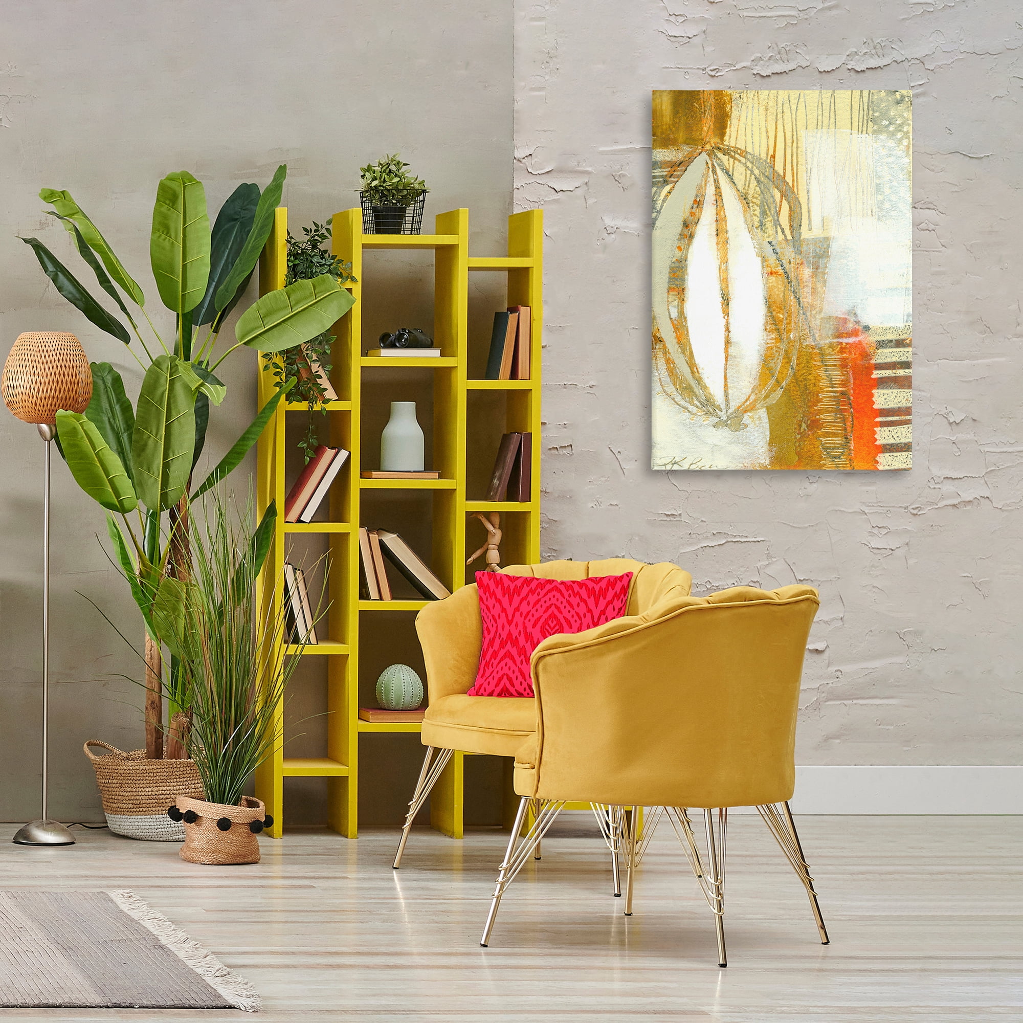 Stupell Industries Rustic Oblong Shape Collage Abstract Painting Gallery Wrapped Canvas Art Print Wall Art, 24 x 36