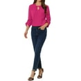thumbnail image 4 of INSPIRE CHIC Chemisier Habillé pour Femme Haut de Travail Bureau Goutte d'Eau devant Plissé Froncé Manches 3/4 Blouse en Chiffon TP Gingembre, 4 of 6