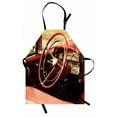 thumbnail image 1 of Cars Apron Interior of an Antique Classic Aged Car Exquisite Control Board Details Retro Picture, Unisex Kitchen Bib Apron with Adjustable Neck for Cooking Baking Gardening, Red Silver, by Ambesonne, 1 of 3
