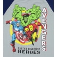 thumbnail image 3 of Marvel Avengers Boys' Hulk Iron Man Captain America Superhero Jersey Double Striped T-Shirt Tee, 3 of 7