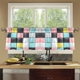 thumbnail image 4 of Yayeee Kitchen Curtains Set of 2 Light Filtering 57"x36" Over Sink Window Panels, Gray Checkered Pattern, 4 of 7