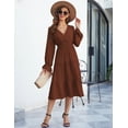 thumbnail image 7 of Women's Spring Dress, Long Sleeve Mini Tunic Casual V Neck Wedding Guest Dresses, 7 of 7