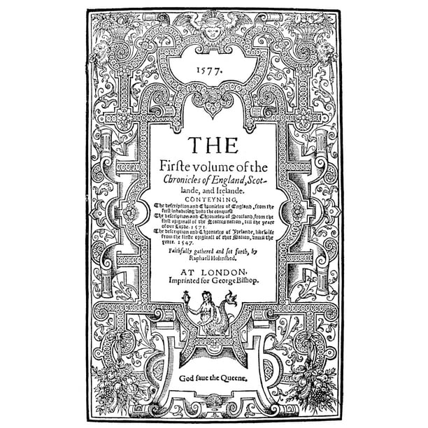 Raphael Holinshed (D C1580) Nenglish Chronicler The Title Page Of The