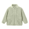 thumbnail image 2 of Children's Coat Winter Fuzzy Fleece Jackets Boys Girls Loungewear Warm Stand Collar Outwear Coats with Pockets Green 14Y, 2 of 3