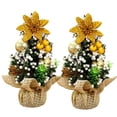 thumbnail image 1 of 2Pcs Mini Christmas Tree Versatile  Tree Ornament with Balls And Bows for Desktops Cabinets Bedrooms Decor, 1 of 10
