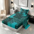 thumbnail image 2 of Manfei Leopard Patchwork Twin Sheets, Cheetah Print Bedding, Teal and Black, Black Reversible 3-Piece1 Flat Sheet + 1 Fitted Sheet + 1 Pillowcase, 2 of 6