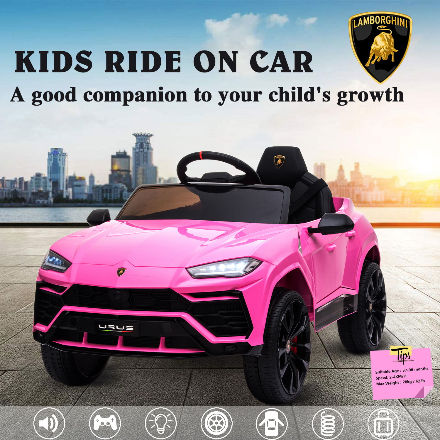 Electric Vehicle 4 Wheels Kids Toy Car, Lamborghini Power ...