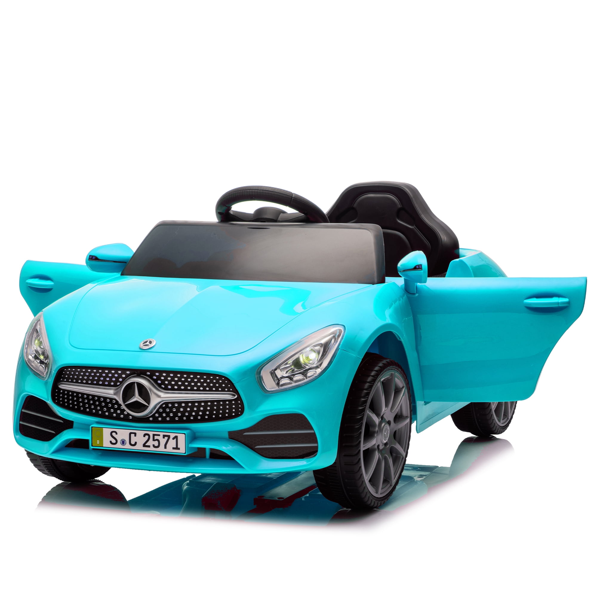 Licensed Benz CLS 350 12V Electric Ride on Toys with Bluetooth Music, LED Lights, Spring Suspension, Power Car Wheels, Electric Car for Kids with Parent Remote Control (Blue)