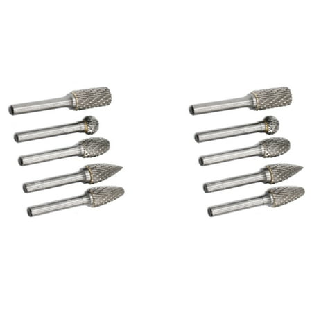 

Carbide Burr Set 12MM Head with Double Cut File for Drill Bits Polishing Engraving Drilling 10 Pack