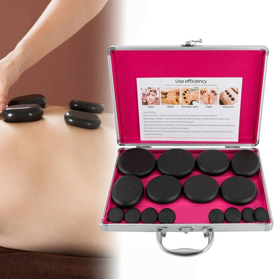 TOOL1SHOoo 16Pcs Hot Massage Stones Set Heater Natural Basalt Warmer Rock Kit for Spa Rock Stones Relaxing Healing Pain Relief