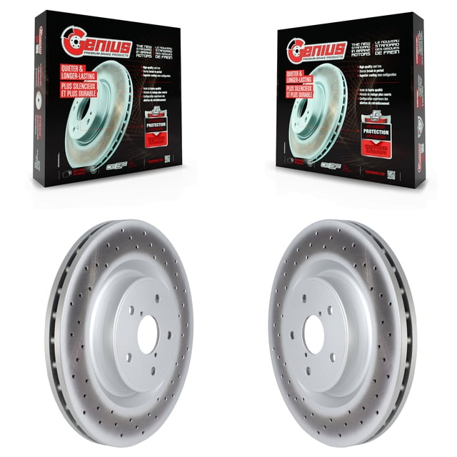 Genius Front Coated Disc Brake Rotors Pair for Car 2018-2020 Subaru WRX STI KG-101733