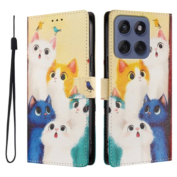 FOXDOCK Funda Tipo Cartera para Motorola Edge 70 con Soporte y Correa – Diseño de Patrones Lindos