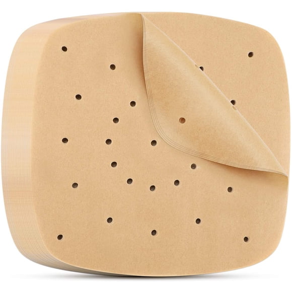 Beasea Perforated Parchment Paper, 200pcs 7 Inch Unbleached Filter Paper Square Liners for Air Fryer and Bamboo Steamer Basket