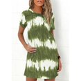 thumbnail image 1 of SMihono Robes Bohèmes d'Été pour Femmes Grande Taille Mode Femmes Teinture sur Nœuds Manches Courtes Poches Ample Confortable Robe Décontractée, 1 of 5