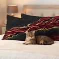 thumbnail image 3 of Red Marble Outdoor Waterproof Pillow Covers, Gold Abstract Vintage Modern Ombre Art Decorative Rectangle Throw Pillowcase Sofa Cushion Sham for Patio/Couch/Chair, 20"x12" 2 Pack, 3 of 8