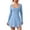 Blue, variant on Women's Square Neck Bustier Mini Dress Long Sleeve Slit Flare Casual Summer Party Outfit