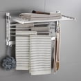 thumbnail image 5 of Multi-functional Structural Rack, Wall Mounted Clothes Drying Rack for Laundry Room, Bathroom, Kitchen, and More, Silver, 5 of 11
