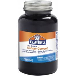 Elmer's No-Wrinkle Rubber Cement, Clear, Brush Applicator, 4 Ounce