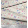 thumbnail image 2 of Soimoi White Heavy Canvas Fabric Heart & Unicorn Kids Print Fabric by Yard 58 Inch Wide, 2 of 3