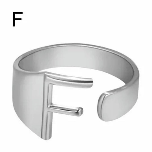 HAOAN Fashion Adjustable Initial Alphabet Letter A-Z Ring Finger Rings Women Jewellery-Silver C