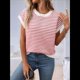 thumbnail image 5 of Suéter Casual de Corta con Rayas y Bloques de Color Rojo, Talla L, 5 of 10