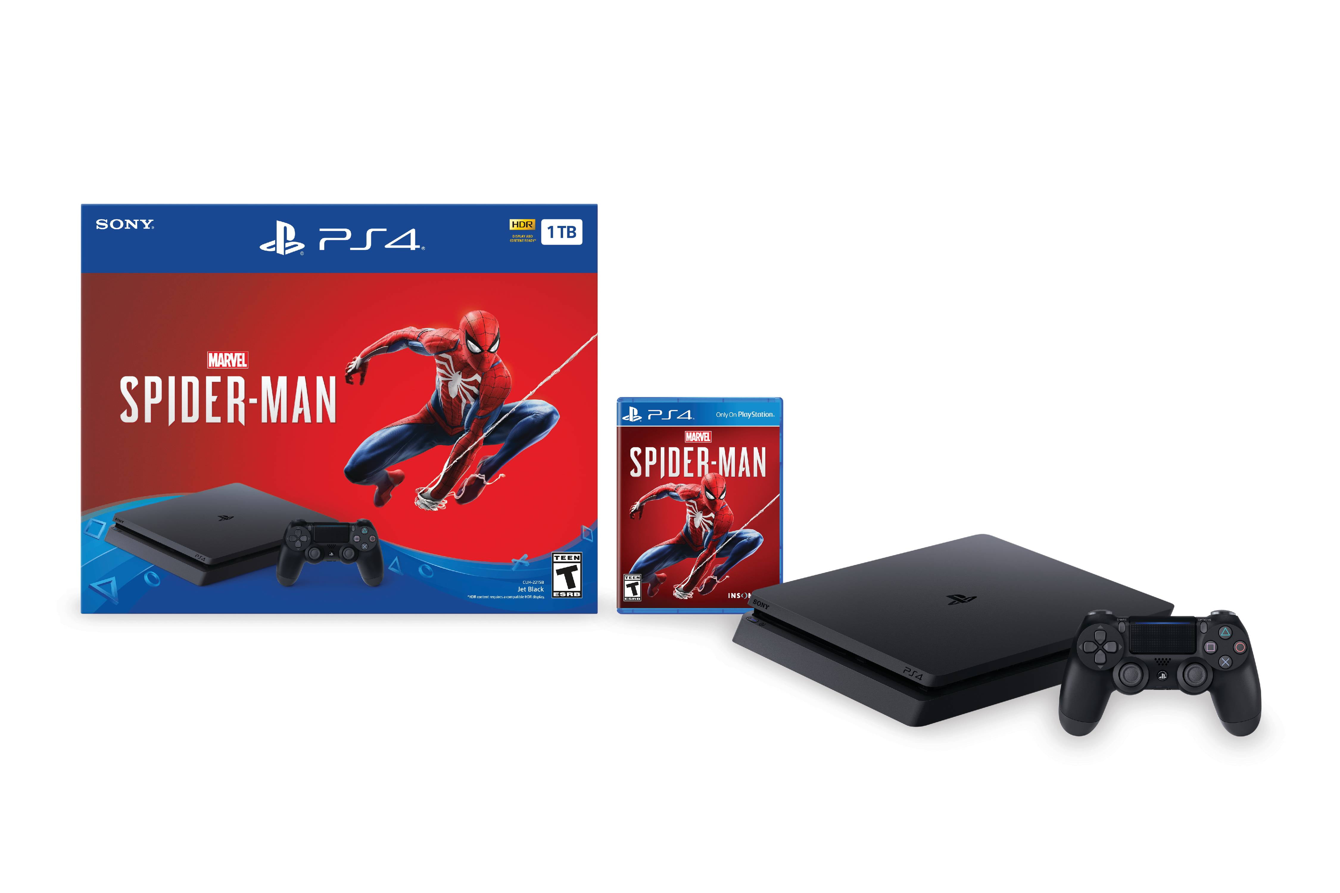 ps4 console with spiderman game