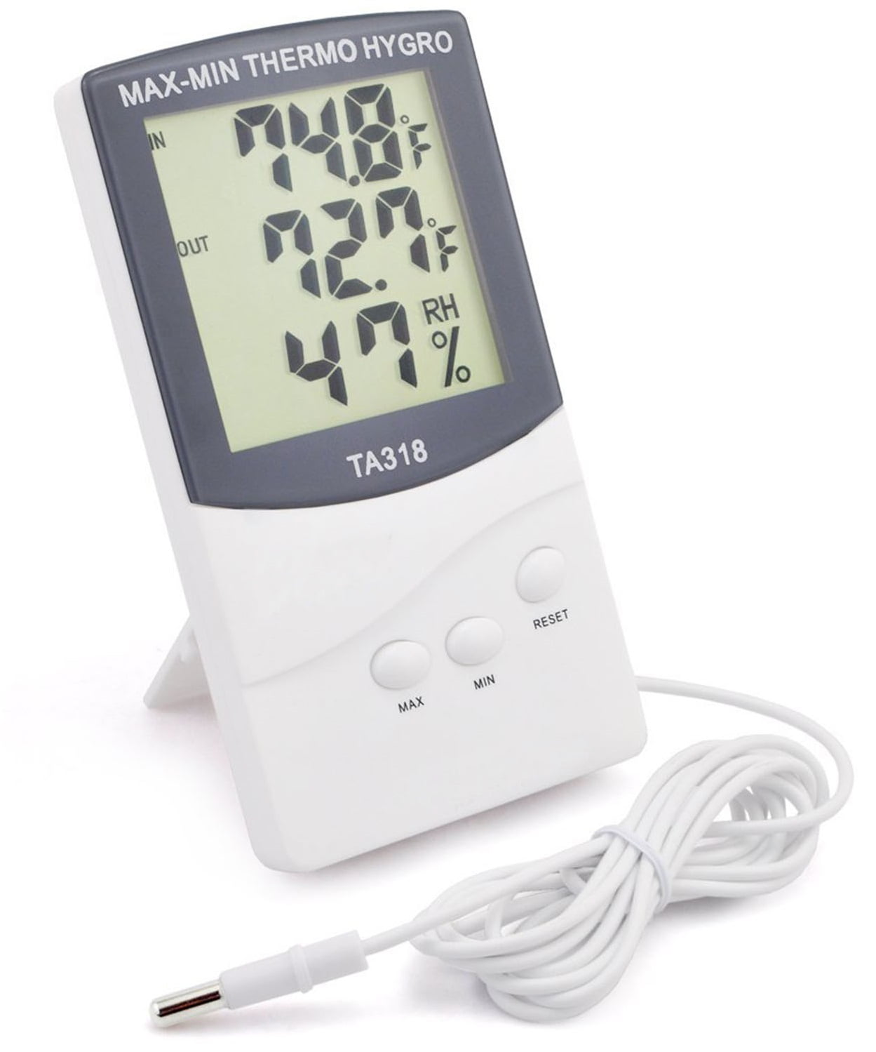 Digital LCD Indoor Outdoor Thermometer Humidity Outdoor Home Office Round 1 PC 