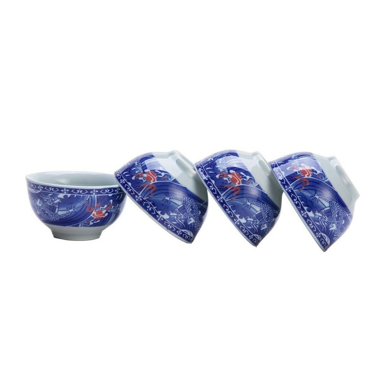 Exquisite 5 PCS Blue-And-White Dragon Design Ceramic Tea Pot