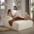 thumbnail image 3 of DEALTOPS 66.1" Oversized Comfy Lounge Chair, Corduroy Foam Sofa Chair with Pillows, No Assembly, Living Room or Bedroom, White, 3 of 6