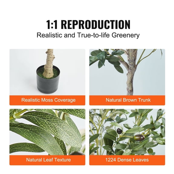 Artificial Olive Tree 6 FT, Faux Olive Plant, Realistic PE Material, Anti-Tip Design, Indoor Outdoor Home Office Decor