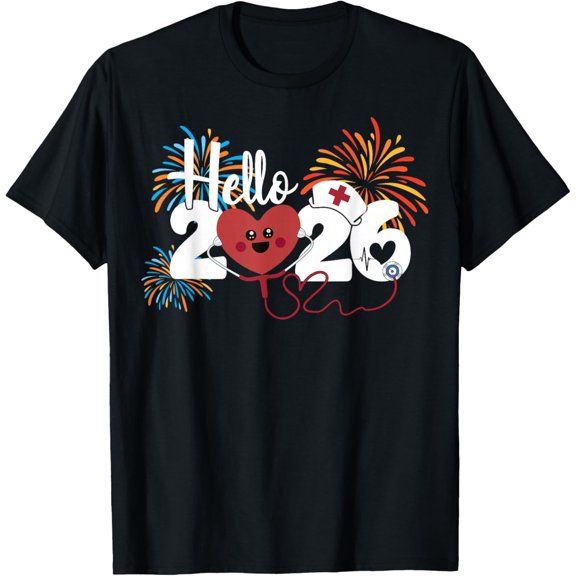 Hello 2026 Nurse Life Nursing New Year Eve Crew Fireworks T-Shirt Shirts