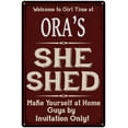 thumbnail image 1 of ORA'S She Shed Sign Red Wall Shack Decor Lady Cave 8 x 12 Matte Finish Metal 108120088497, 1 of 1