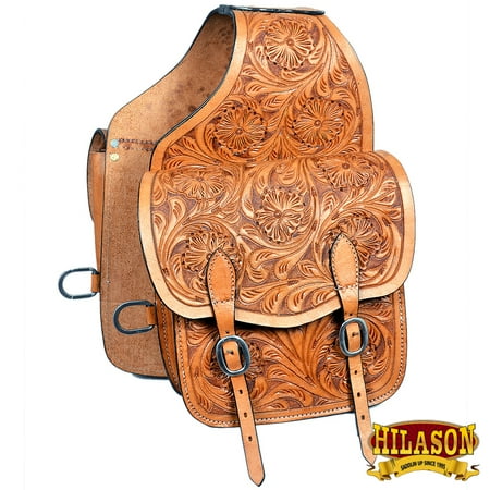 Horse Western Saddle Bag Heavy Duty Leather Cowboy Trail Ride Tan