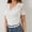 White, variant on Olyvenn Women's Contrast Lace Tee V Neck Scallop Trim Eyelet Embroidery T Shirt Summer Tops Lace Short Sleeve Novelty Shirt Army Green 20-22