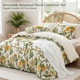 thumbnail image 2 of Exclusivo Mezcla Floral King Comforter Set, 3 Pieces King Size Lightweight Bedding Comforters, Yellow Botanical Flowers Pattern, 2 of 8