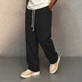thumbnail image 5 of Men's Elastic Waist Golf Pants, Business Casual Relaxed Fit Straight Leg Trousers, Drawstring Chino Pants for office & Golf Big and Tall Size S-3XL Black, 5 of 6