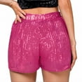 thumbnail image 6 of Womens Athletic Shorts Women's New Solid Color Fashionable Elegant Elastic Waist Sequin Shorts, 6 of 6