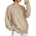 thumbnail image 3 of PRETTYGARDEN Womens Fall Long Sleeve Sweater Crew Neck Fuzzy Loose Fit Chunky Knit Pullover Sweaters Going Out Tops, 3 of 9
