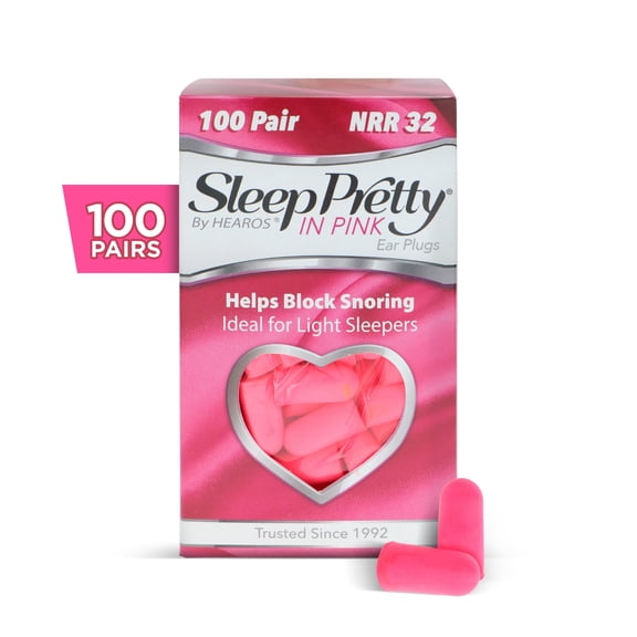 HEAROS Sleep Pretty in Pink Foam Ear Plugs, Noise Reducing Ear Plugs for Restful Sleep, 100 pairs