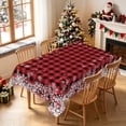 thumbnail image 2 of Duangreer Christmas Theme Rectangle Tablecloth, Red Checkered Snowflake Print, Washable Table Cover for Restaurant Picnic Party Decorations, 60 x 70 Inch, 2 of 6