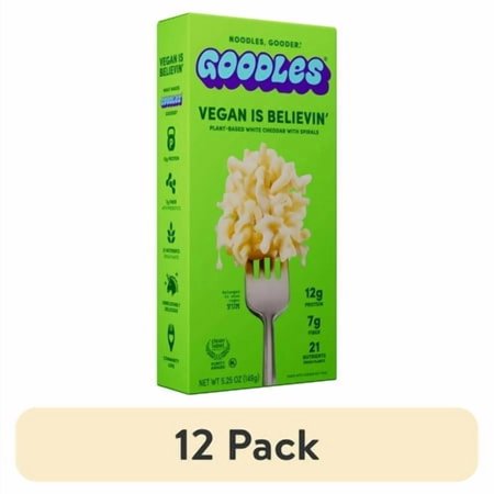 (12 pack) Goodles Mac & Cheese Vegan Is Believin, White Cheddar, Spirals, Shelf Stable, 5.25 oz
