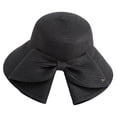 thumbnail image 2 of Chic Bow Knot Split Brim Straw Sun Hat, UV Protection Summer Hat for Beach, Travel and Outdoor Activities, 2 of 5