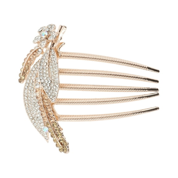 1 Pc Women Durable Lupine Hair Insert Comb for Straight Thick Hair Champagne Alloy Rhinestone