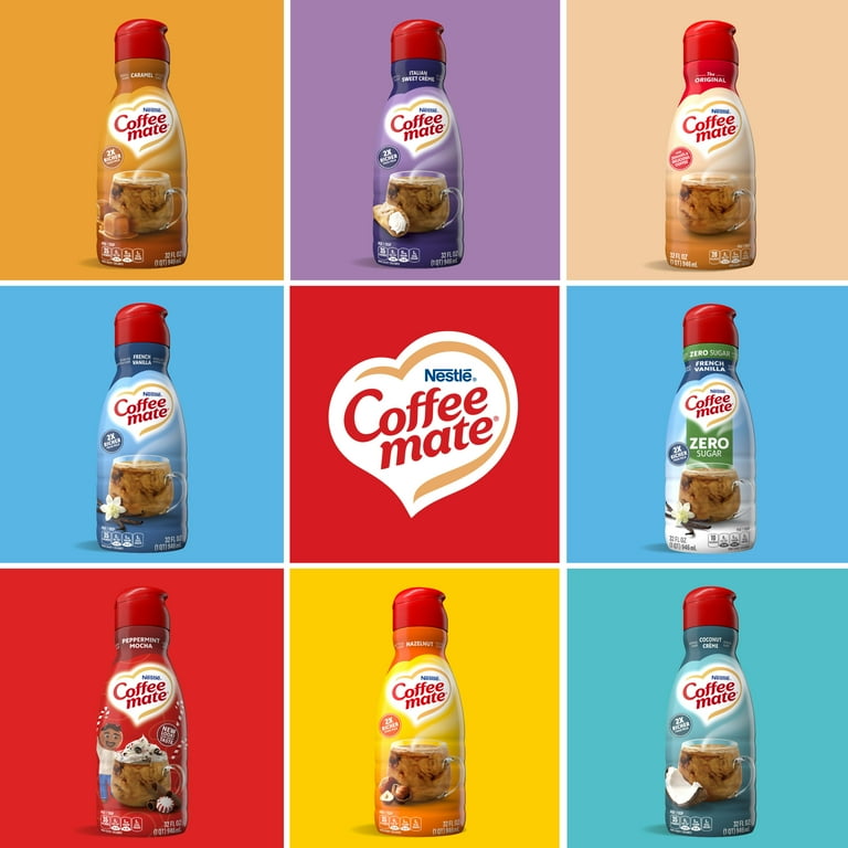  Coffee mate Liquid .375oz, 4 Flavor Variety 200 Count including  Original, Cafe Mocha, French Vanilla & Hazelnut : Home & Kitchen