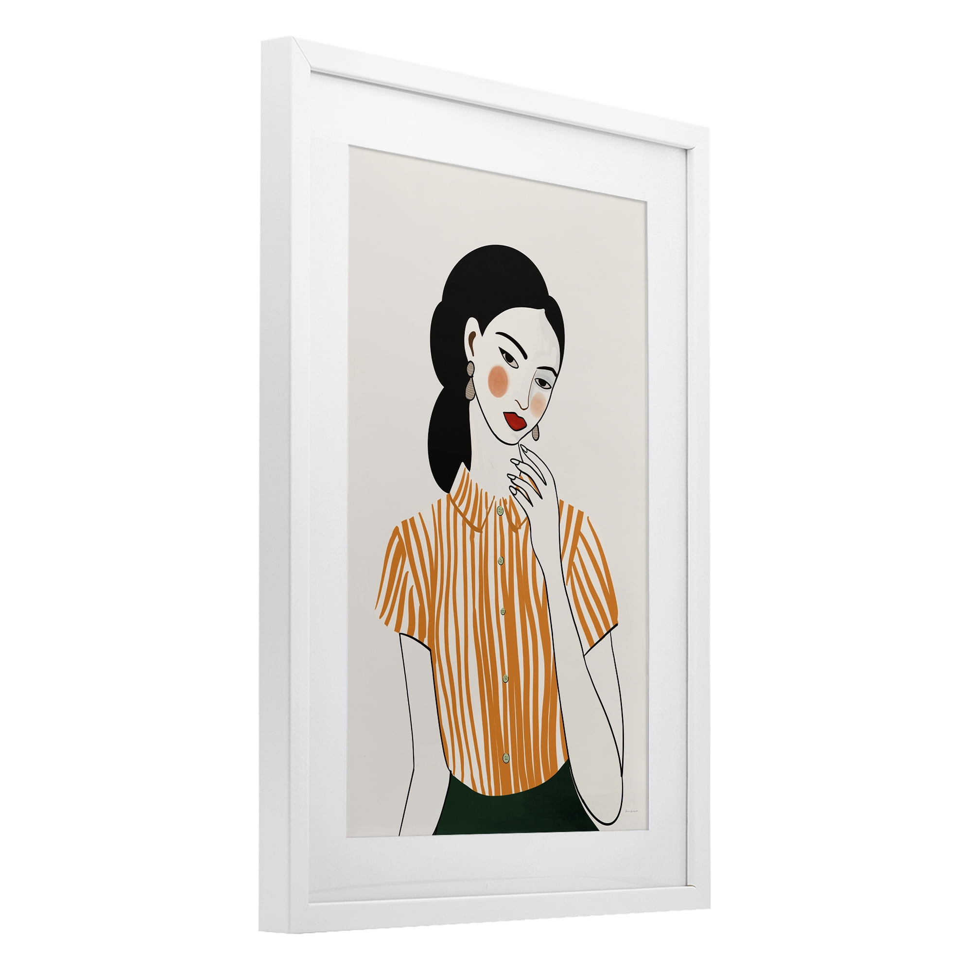 Stupell Industries Woman in Orange Blouse White Framed Print Under Glass, design by Omar Escalante