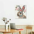 thumbnail image 3 of Nawypu Girls Nursery Wall Art Bunny Rabbit with Pink Flower Crown Canvas Print Wall Decor Woodland Animal Posters Kids Room Set of Bedroom Decoration Bunny Rabbit Pictures Framed Wall Art, 3 of 5