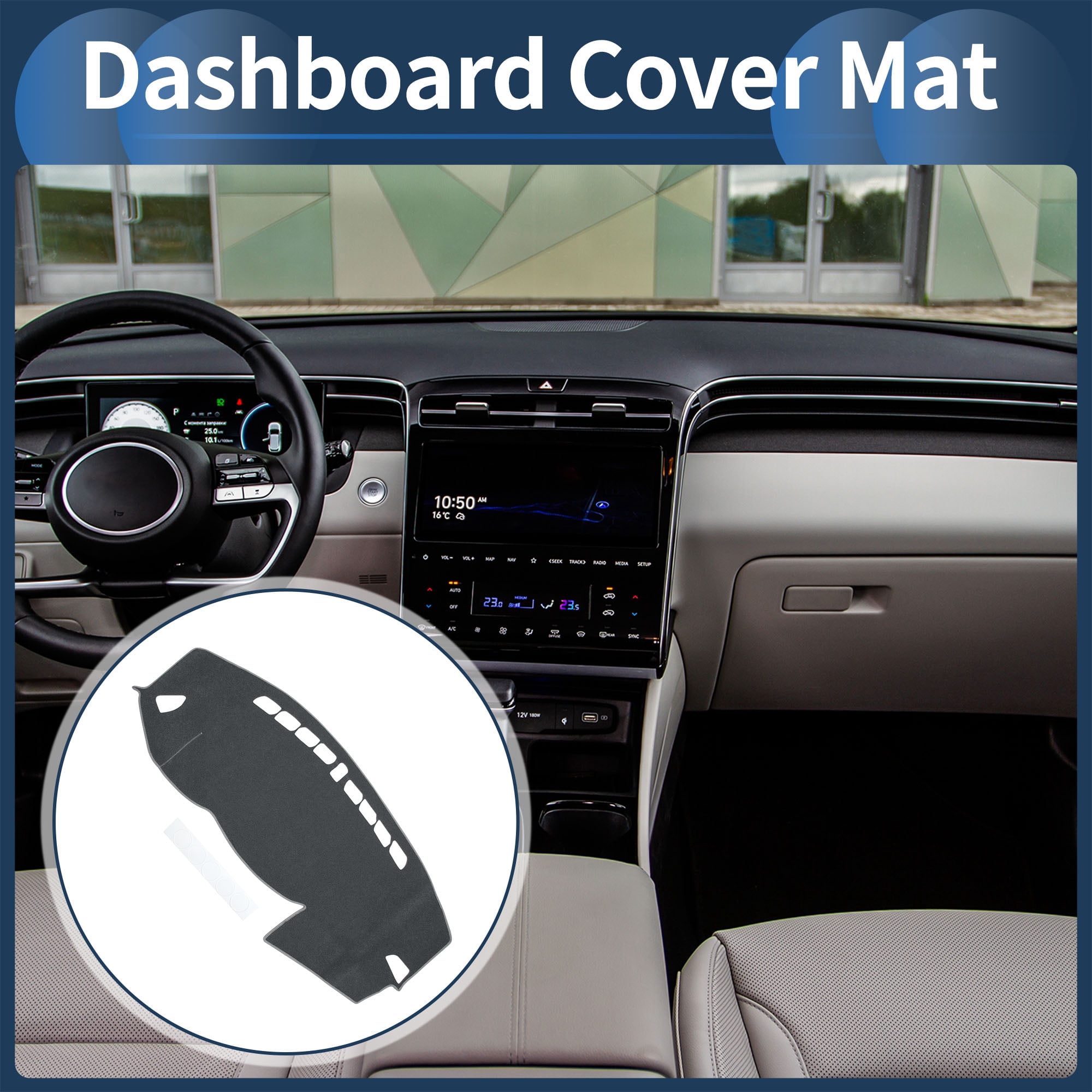 Dashboard Cover Dash Cover Mat Carpet for Hyundai Tucson 2016-2018 Polyester Gray
