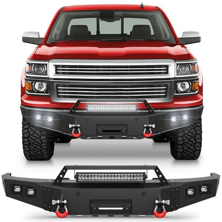 POFENZE 14-15 Silverado 1500 Front Bumper Full Width Off Road Bumper for 2014-2015 Chevy Silverado 1500 Pickup Trucks