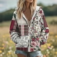 thumbnail image 5 of Lopecy-Sta Women's Floral Patchwork Zip-Up Hoodie, Drop Shoulder Long Sleeve Casual Sweatshirt with Pockets for Daily Wear Wine S, 5 of 6